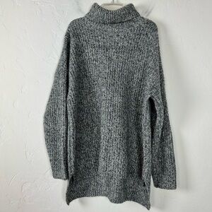 Boden Sweater Pullover Cowl Turtleneck Mock Heather Gray‎ Knit Chunky Mohair Top